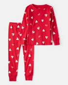 Baby Valentine's Day Heart 100% Cotton Snug Fit 2-Piece Pyjamas - Red, image 1 of 3 slides