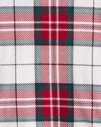 Tout-petit - Pyjamas 2 pièces à manches longues ajustés en coton 100 % à motif tartan - Rouge/Vert, 