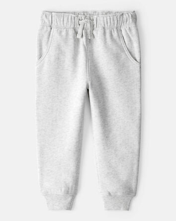 Toddler Boy Solid Fleece Cotton Jogger - Grey, 