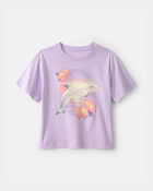 Filles - T-shirt &agrave; imprim&eacute; dauphin et fleurs - Mauve, image 1 sur 3 diapositives