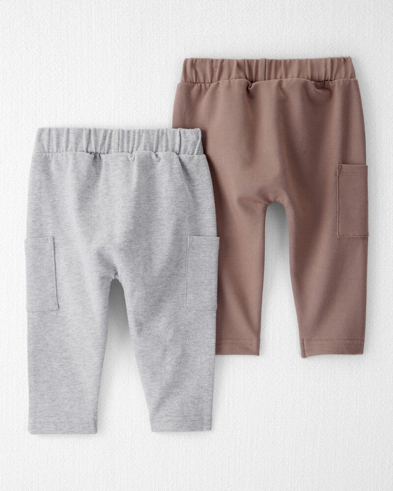 Bébé - Emballage de 2 pantalons de jogging en jersey bouclette de coton biologique, image 2 sur 7 diapositives