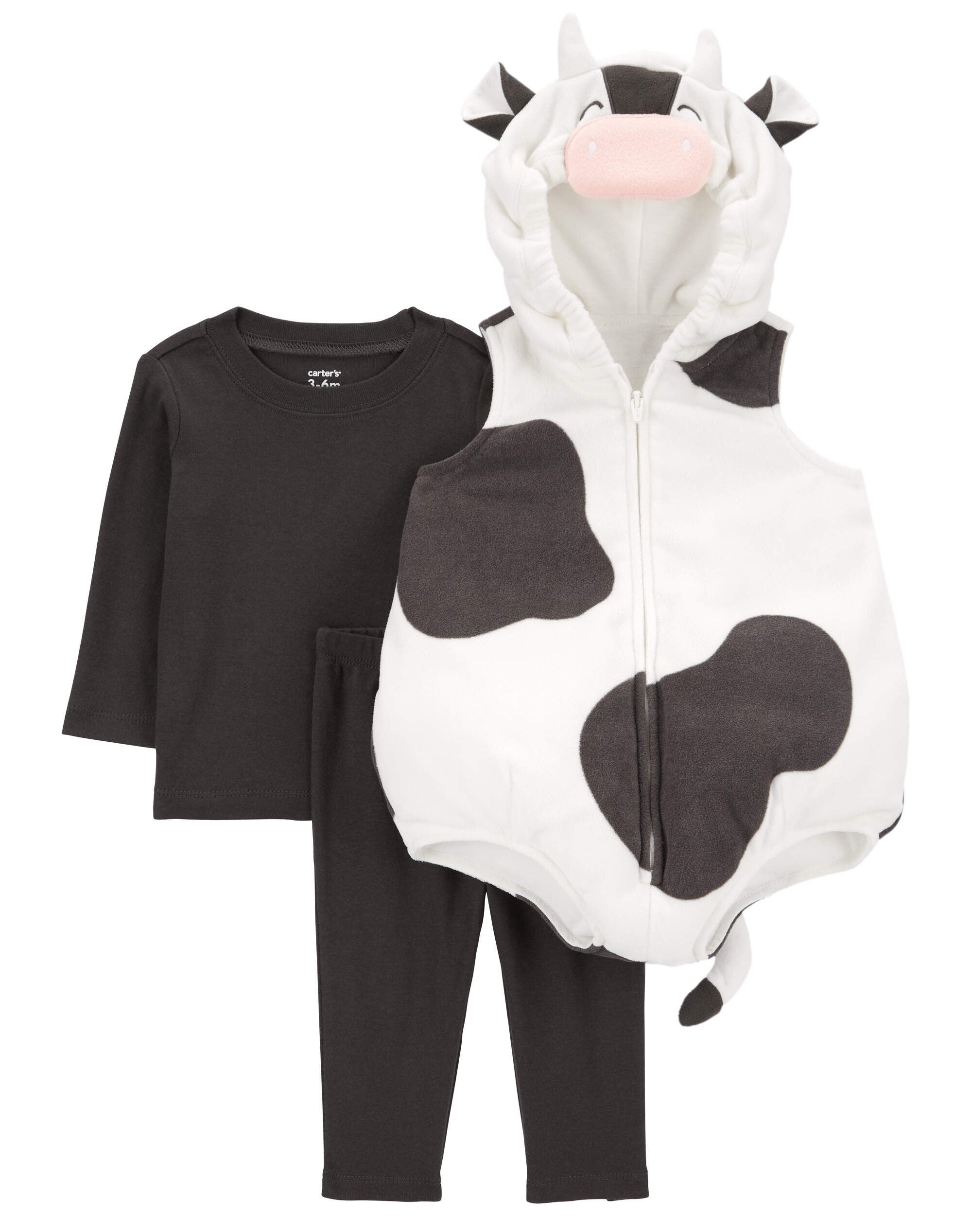 Black White Baby 3 Piece Cow Halloween Costume Carter s Oshkosh Canada