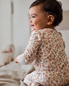 Baby Girl Floral 2-Way Zip Cotton Sleeper pyjamas, image 3 of 4 slides
