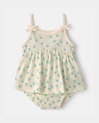 B&eacute;b&eacute; fille - Robe cache-couche c&ocirc;tel&eacute;e sans manches &agrave; motif floral - Cr&egrave;me, image 1 sur 2 diapositives
