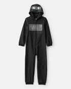 Boys Robot Fleece Hooded Zip-Up 1-Piece Pajama Jumpsuit - Black, image 1 of 3 slides
