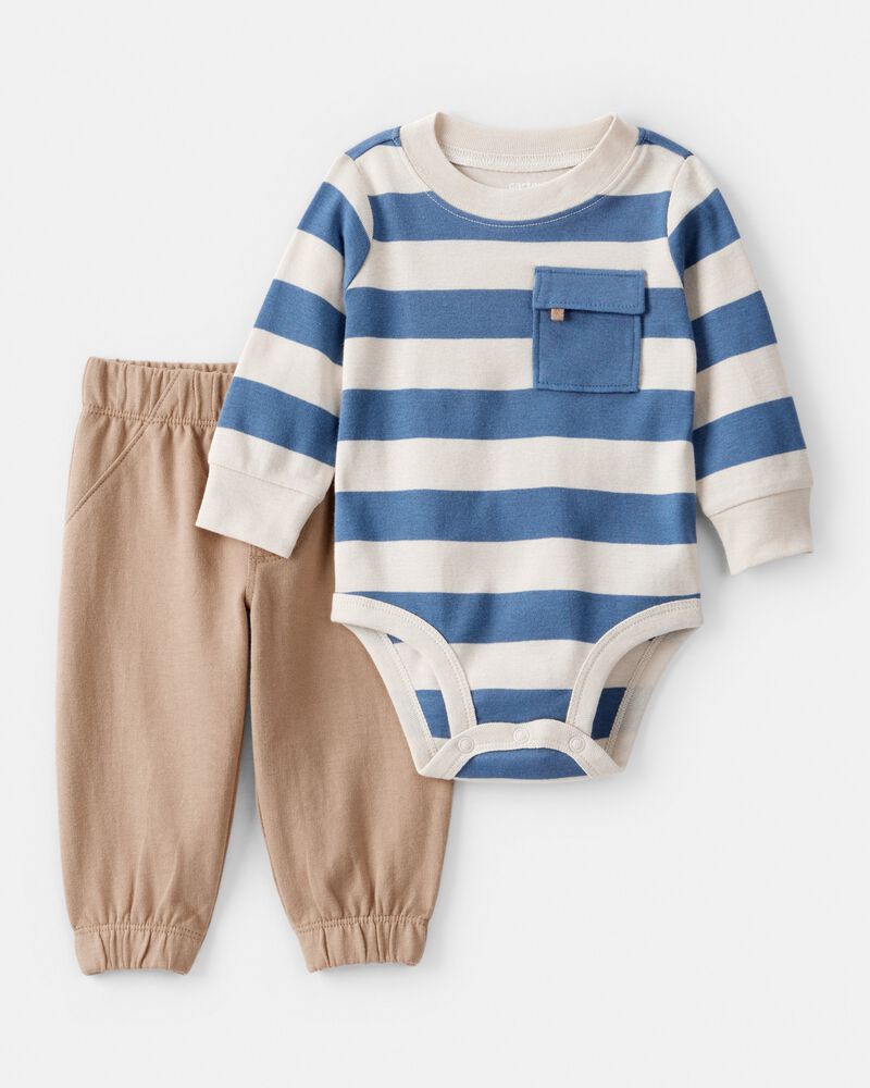 Baby Boy 2-Piece Striped Bodysuit & Pant Set, image 1 of 5 slides