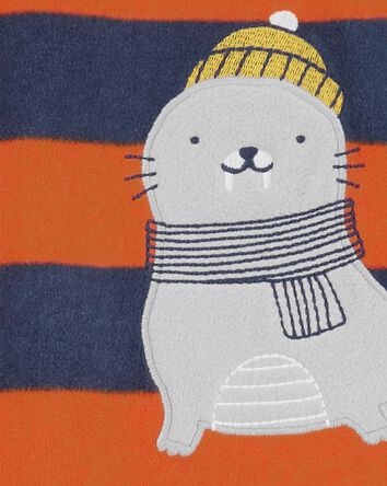 1-Piece Seal Striped Fleece Footie Pyjamas, 