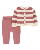 Baby 2-Piece Striped Cardigan & Pant Set, image 1 of 3 slides