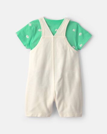Baby 2-Piece Fish Short-Sleeve Overall Set - Green/Ivory, 
