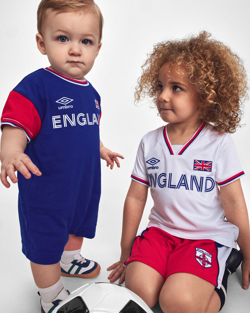 B&eacute;b&eacute; - Barboteuse de soccer Umbro de l&rsquo;Angleterre - Rouge/Bleu, image 3 sur 6 diapositives