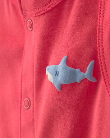 Baby Boy Shark Romper - Orange, 