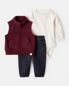 Baby Boy 3-Piece Vest Long-Sleeve Bodysuit & Pant Set, image 1 of 7 slides