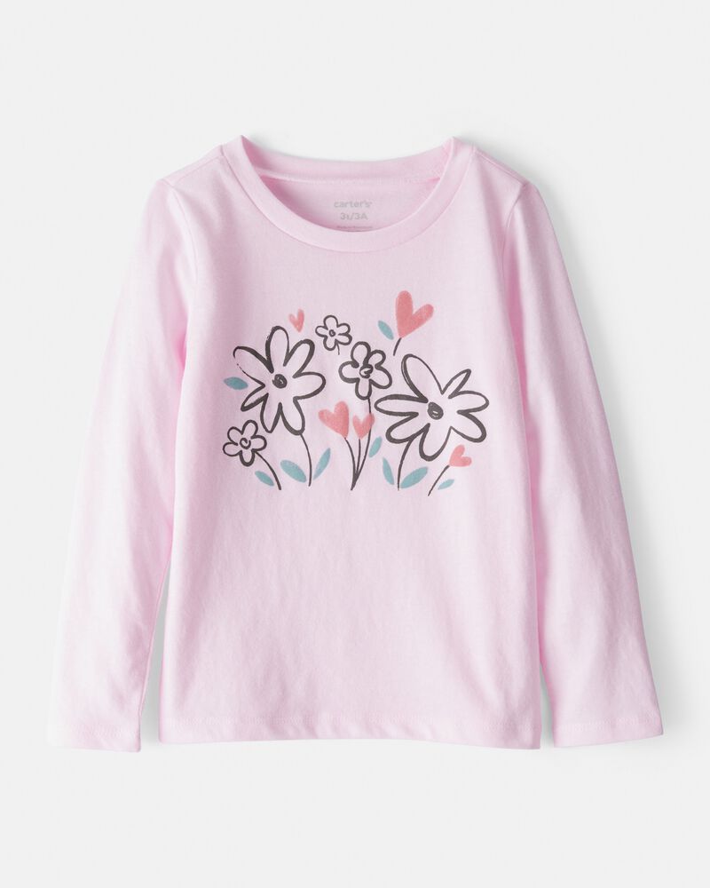 Toddler Girl Flower Bloom Long-Sleeve Graphic Tee - Pink, image 1 of 3 slides