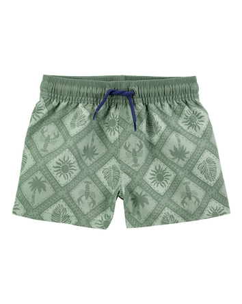 Toddler Geometric Swim Trunks- Green, 