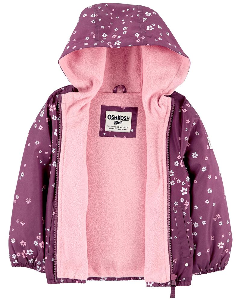 Floral Print Fleece Lined Jacket