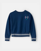 Girls French Terry Pullover Sweatshirt - Navy Blue, image 1 of 4 slides