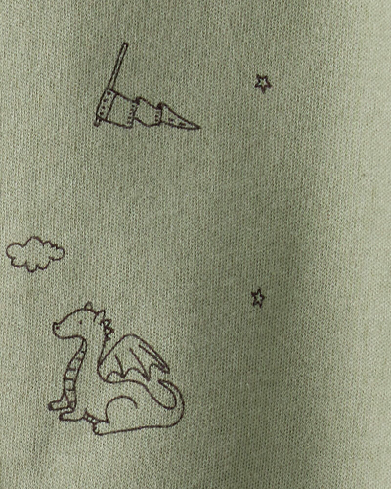 Baby Boy Dragon Print 100% Cotton Long-Sleeve Sleeper - Green, image 3 of 4 slides