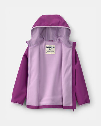 Girls Solid Midweight Fleece Lined Berry Jacket- Purple , 