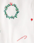 Baby Christmas Wreath Print PurelySoft Snug Fit 1-Piece pyjamas - White, image 4 of 6 slides
