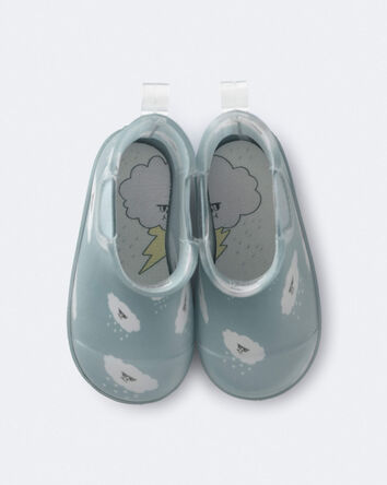 Toddler Rainboots in Rain Cloud Print - Pale Blue, 