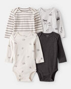 Baby Boy 4-Pack Sheep Print Long-Sleeve Multipack Bodysuits - White, image 1 of 6 slides