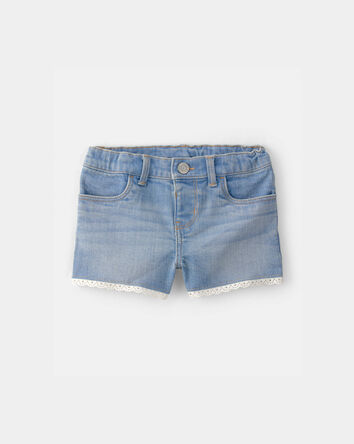 Toddler Girl Eyelet Trim Denim Shorts - Light Wash, 