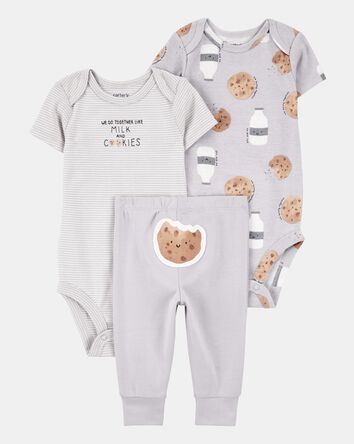 B&eacute;b&eacute; - Ensemble 3 pi&egrave;ces &agrave; petits personnages Milk & Cookies, 