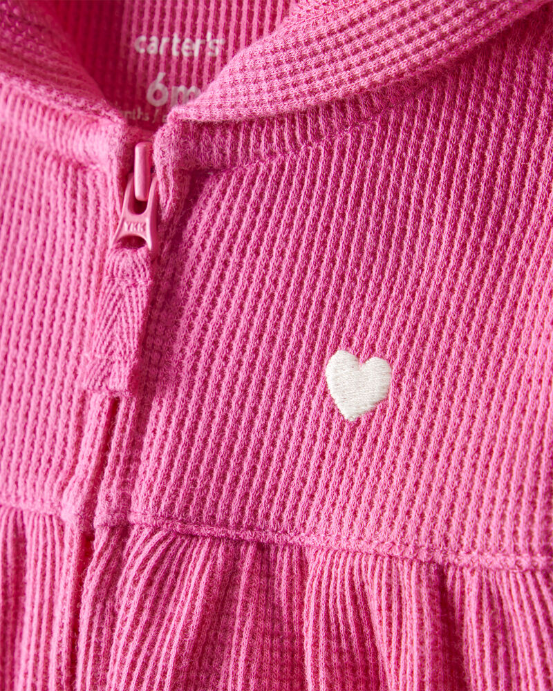 Baby Girl Heart Long-Sleeve Jumpsuit - Pink, image 2 of 3 slides