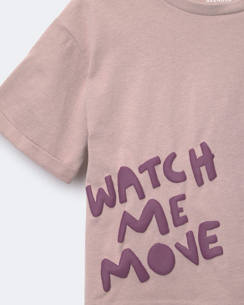 Tout-petit - T-shirt &agrave; manches roul&eacute;es &laquo;Watch Me Move&raquo; - Mauve, image 3 sur 6 diapositives