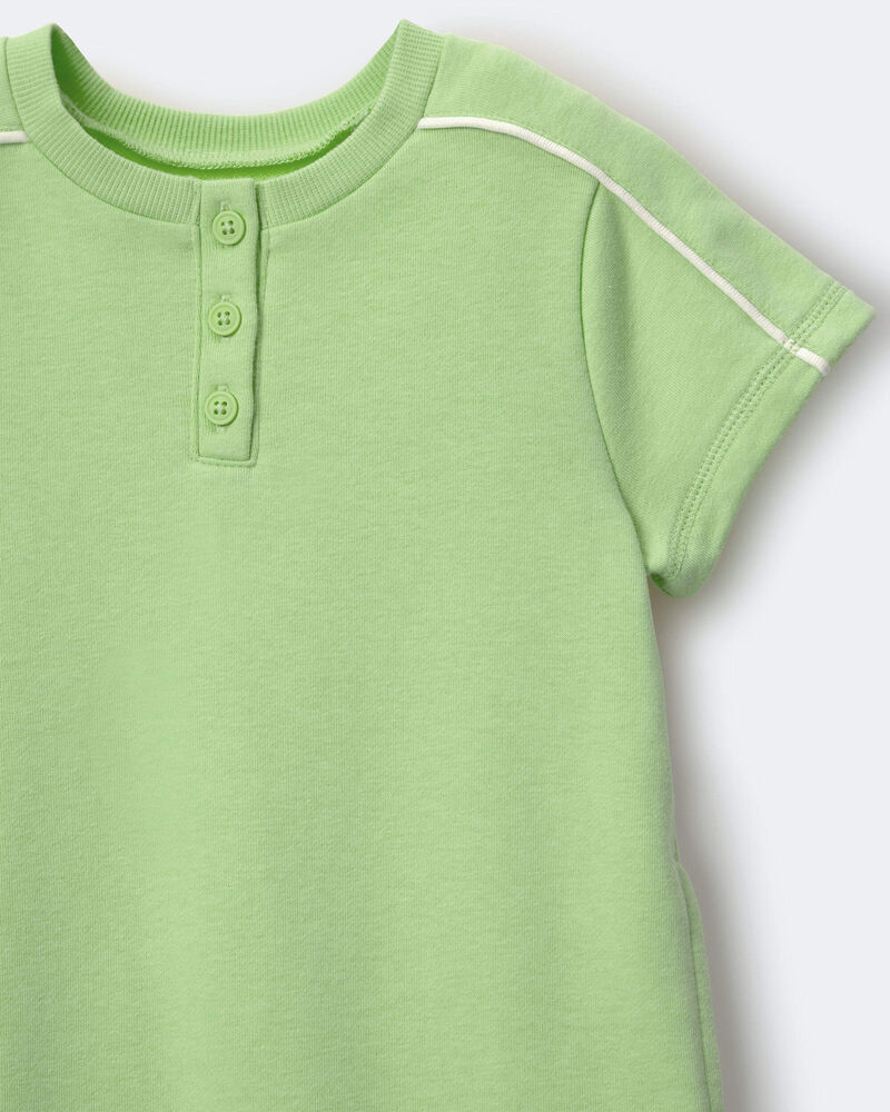 Tout-petit fille - Robe t-shirt henley - Vert lime, image 6 sur 6 diapositives