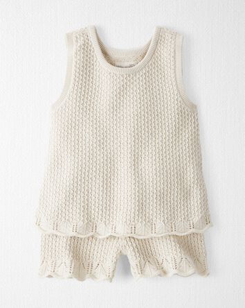 2-Piece Organic Cotton Crochet Knit Set, 