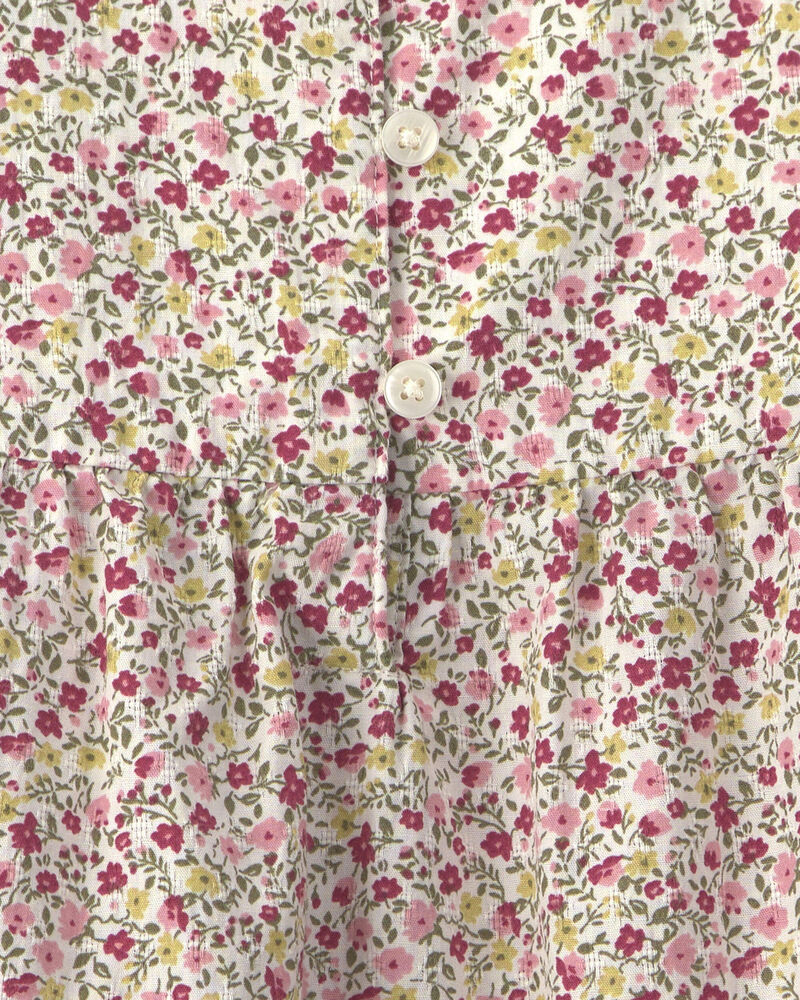 Toddler Girl Organic Cotton Dobby Dress in Floral, image 4 of 4 slides