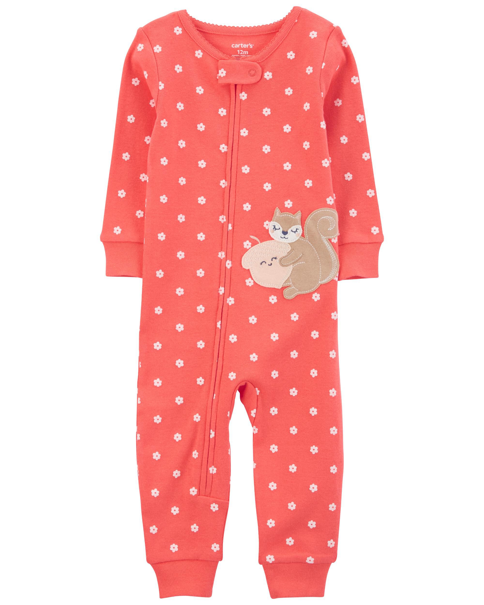 Multi 1 Piece Squirrel 100 Snug Fit Cotton Footless Pyjamas