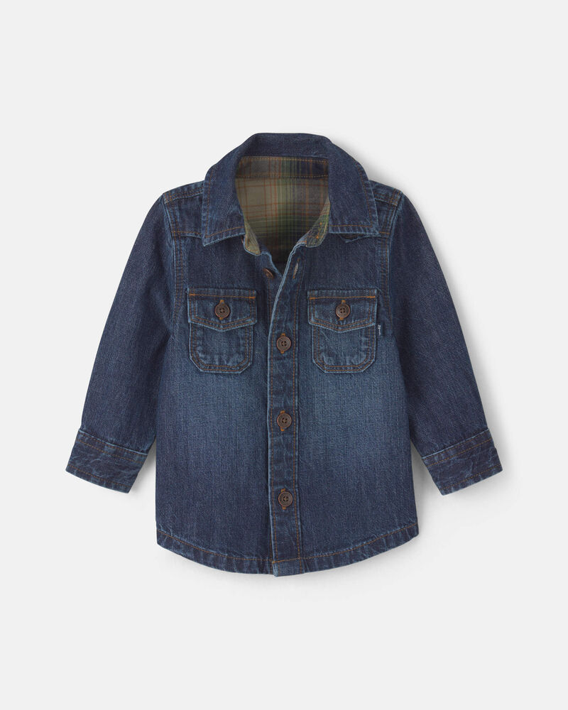 Baby Boy Denim Button-Down Shirt - Indigo, image 1 of 4 slides