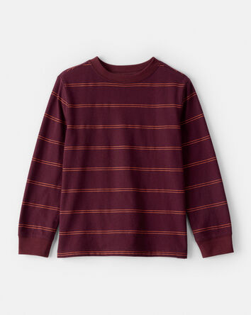 Boys Striped Long-Sleeve T-Shirt - Burgundy, 