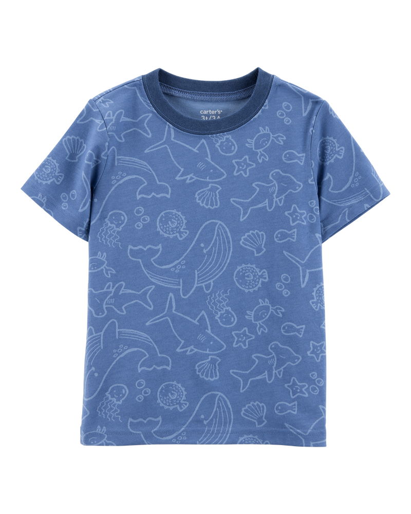 Toddler Sea Animals Print Knit Short-Sleeve Tee, image 1 of 4 slides