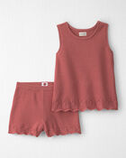 Girls 2-Piece Organic Cotton Knit Top & Short Set, image 1 of 5 slides