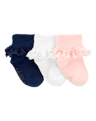 Toddler 3-Pack Lace Cuff Socks, image 1 of 2 slides