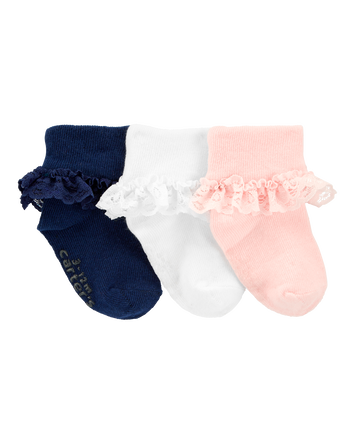 Toddler 3-Pack Lace Cuff Socks, 
