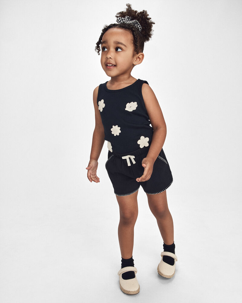 Toddler Girl Contrast Trim Shorts - Black, image 2 of 7 slides