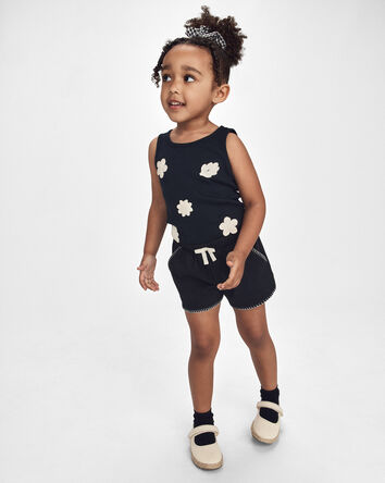 Toddler Girl Contrast Trim Shorts - Black, 
