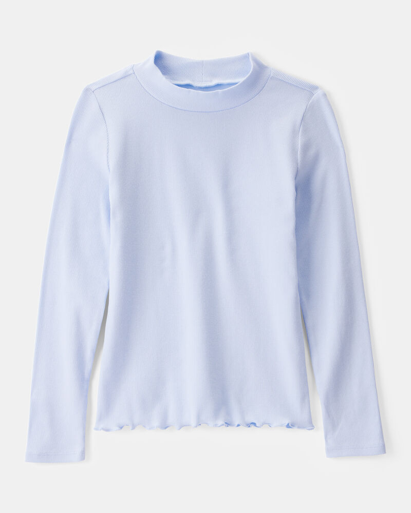 Girls Mock Neck Long-Sleeve Top - Blue, image 1 of 3 slides