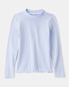 Girls Mock Neck Long-Sleeve Top - Blue, image 1 of 3 slides
