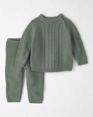 Baby 2-Piece Organic Cotton Cable Knit Top & Pant Set, 
