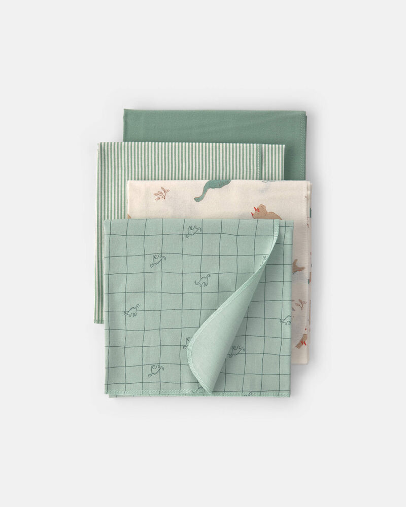 Baby Boy 4-Pack Dinosaur Receiving Blankets - Green, image 1 of 5 slides