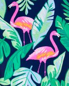 Toddler Girl 3-Piece Tropical Flamingo Print Rashguard Swim Set, image 3 of 5 slides