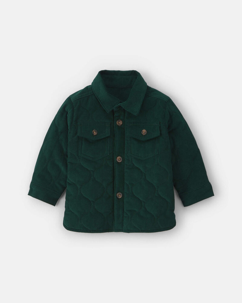 B&eacute;b&eacute; gar&ccedil;on - Blouson matelass&eacute; en velours c&ocirc;tel&eacute; &ndash; Vert, image 1 sur 2 diapositives