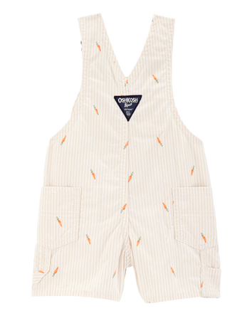 Baby Carrot Print Striped Shortalls - Cream, 