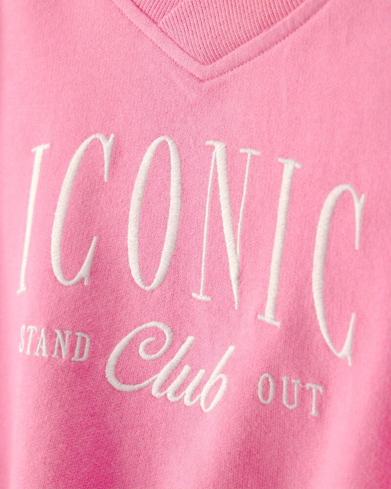 Girls 'Iconic Club' French Terry Pullover Sweatshirt - Pink, image 2 of 4 slides