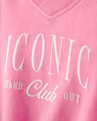 Girls 'Iconic Club' French Terry Pullover Sweatshirt - Pink, image 2 of 4 slides